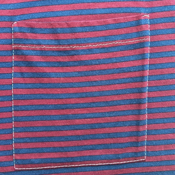 PRADA NWOT cotton striped tee shirt. Extra Long sleeve design. Wine-red and navy - Picture 5 of 7